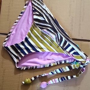 Becca by Becca Virtue Olive/White /Black /Violet Striped Bikini Bottom NWT